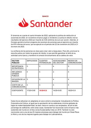 MAPA DE PÚBLICOS BANCO SANTANDER