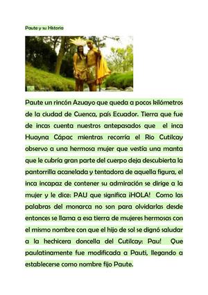 Paute Y Su Historia