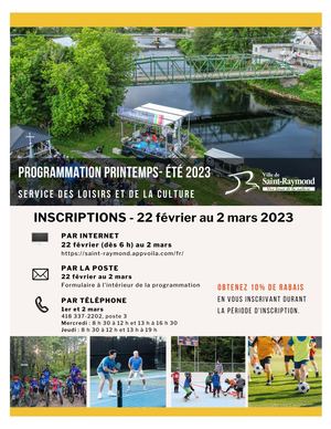 Programmation été 2023 - Service des loisirs et de la culture - Ville de Saint-Raymond