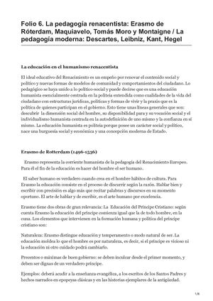Aulavirtual Upec Edu Ec Folio 6 La Pedagogía Renacentista Erasmo De Róterdam Maquiavelo Tomás Moro Y Montaigne  La Pedagogía .