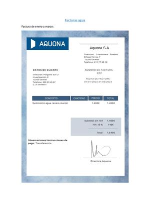 Facturas Y Recibo De Agua
