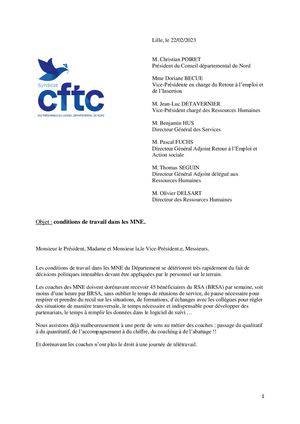 2023 02 22 Courrier Président MNE