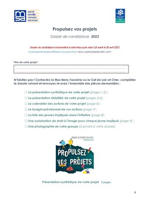 Propulsez Vos Projets 2023 Dossier Candidature