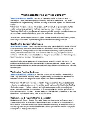 Washington Roofing Company Roofing Contractor