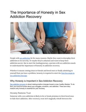 The Importance Of Honesty In Sex Addiction Recovery