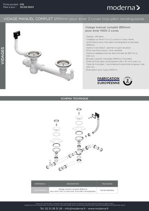 015 VIDAGE MANUEL 2 CUVES Ø90 RECTANGULAIRE