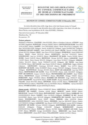 Conseil Communautaire 13 12 2022
