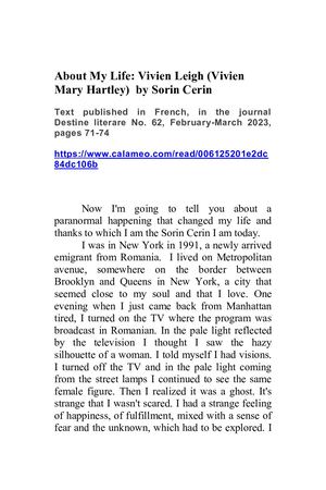 About My Life: Vivien Leigh (Vivien Mary Hartley)  by Sorin Cerin