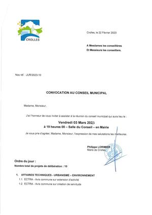 Convocation Cm Du 3 03 2023