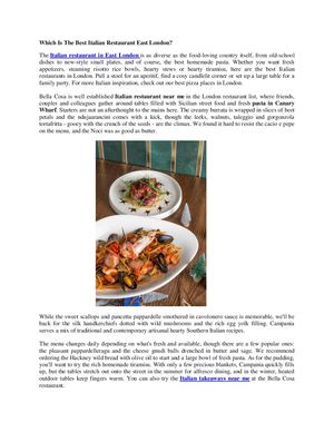 Which Is The Best Italian Restaurant East London