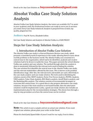 Absolut Vodka Case Study Solution Analysis