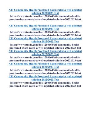 Ati Community Health Proctored Exam Rated A Well Updated Solution 2022