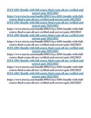 Isye 6501 Bundle With Full Course Final Exam All Are Verified And Correct Quiz 2022