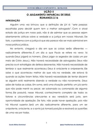 Lição 5 Romanos 2 1 16
