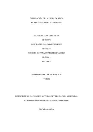 Explicación De La Problematica Fenomeno Natural Los Relampagos Del Catatumbo