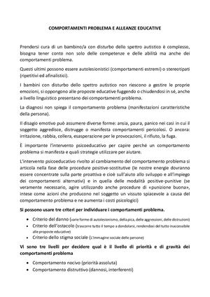 Comportamenti Problema E Alleanze Educative