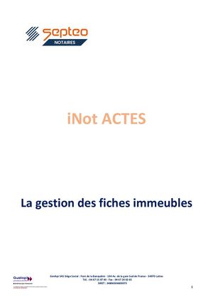 005  La Gestion Des Fiches Immeubles