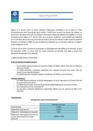 Appel à Projets Mam 2023