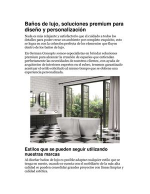 Baños De Lujo, Soluciones Premium Para Diseño Y Personalización