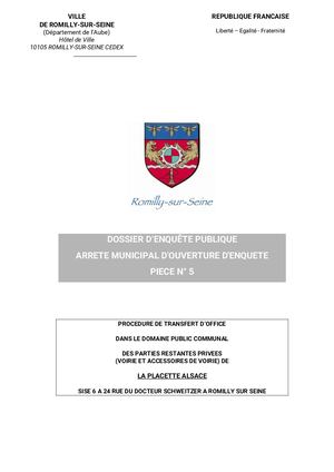 PIECE 5 - ALSACE - Arrêté Municipal D'ouverture D'enquête