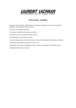 Fiche De Poste Comptable
