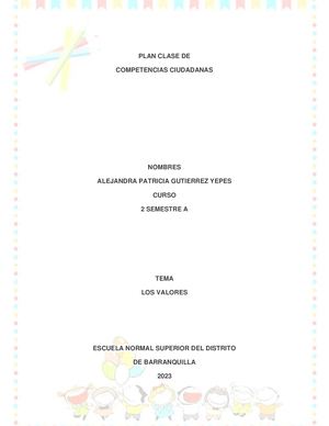 Plan Clase los valores