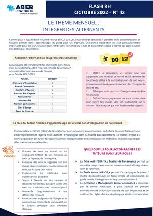 Flash RH 42 - Integrer Des Alternants