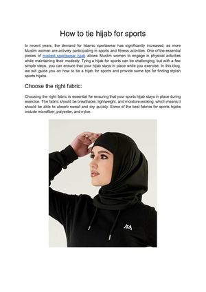 How To Tie Hijab For Sports