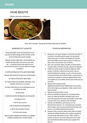 Soupe De Lentilles Libanaise De Valérie