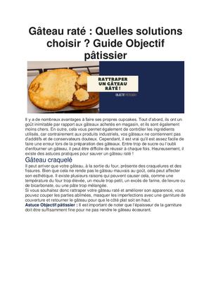 Solution pour rattraper un gâteau raté : Guide Objectif Pâtissier