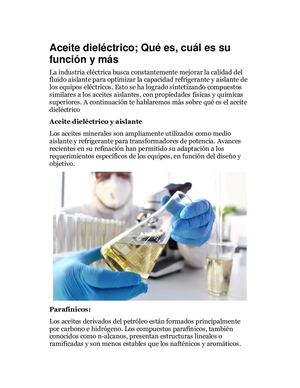 Aceite Dieléctrico; Qué Es, Cuál Es Su Función Y Más