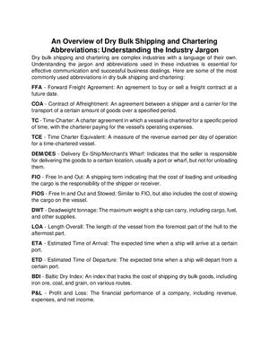 An Overview Of Dry Bulk Shipping And Chartering Abbreviations By Heisenberg Shipping