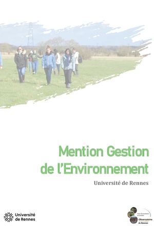 Plaquette de la mention GE, Université de Rennes