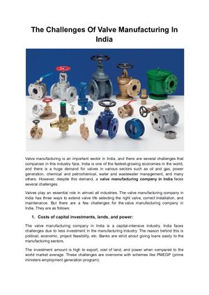 The Challenges Of Valve Manufacturing In India