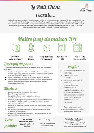 2023 03 Offre D'emploi Maitresse De Maison