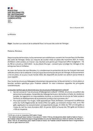 Lettre Soutien Aux Acteurs De La Solidarité Face à La Hausse Des Coûts De L'énergie
