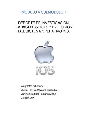 Reporte De Investigacion, Caracteristicas Y Evolucion De Ios (1)