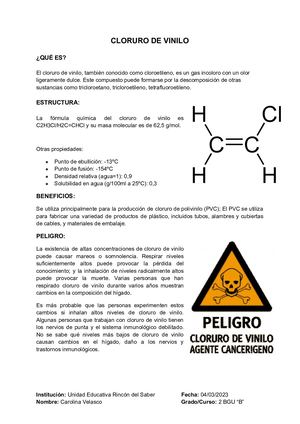 Investigación Cloruro De Vinilo Carolina Velasco 04 03 2023