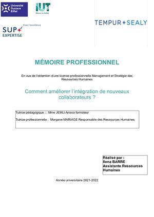 Mémoire Professionnel