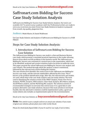 Saffronart Com Bidding For Success Case Study Solution Analysis