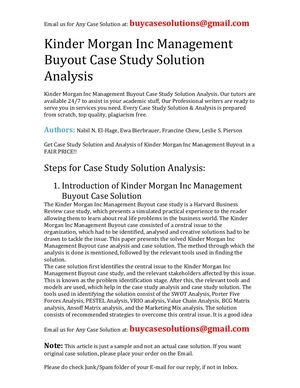 Kinder Morgan Inc Management Buyout Case Study Solution Analysis