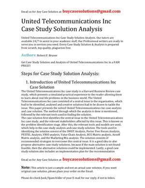 Calaméo - United Telecommunications Inc Case Study Solution Analysis