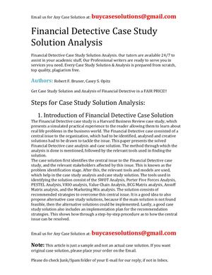 Financial Detective Case Study Solution Analysis