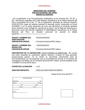 MODELO MINISTERIO DEL INTERIOR ORDEN DE SANCION - Jorge Franco Armaza Deza