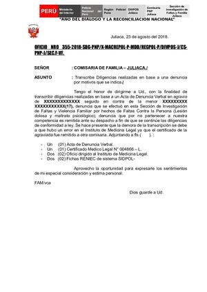 Oficio De Transcripcion De Denuncia  - Jorge Franco Armaza Deza