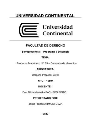 Producto Académico N° 03 - Universidad Continental - Jorge Franco Armaza Deza - Derecho Procesal Civil I