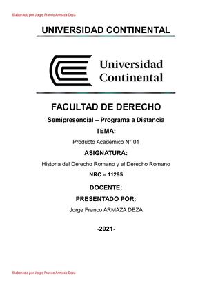 Producto Academico Nº 2 - Derecho Romano (Desarrollado) - Jorge Franco Armaza Deza