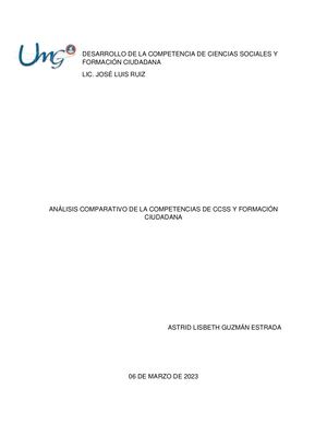 Análisis Comparativo De Las Competencias De Ccss Y Formación Ciudadana