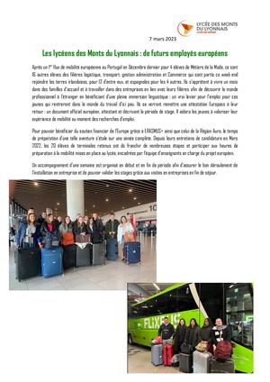 Les lycéens des Monts du Lyonnais : de futurs employés européens