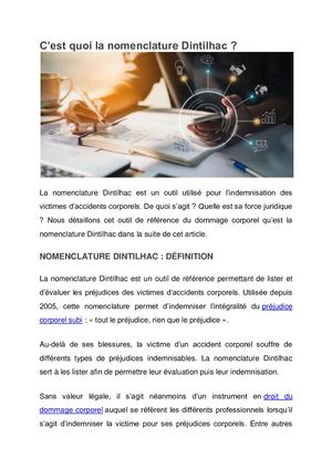 Nomenclature Dintilhac : Tout ce qu'il faut savoir